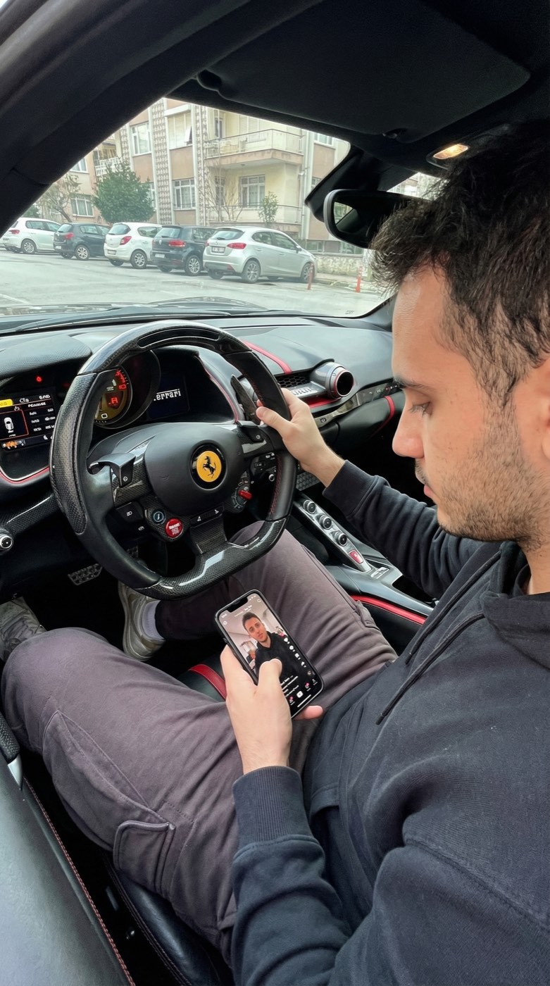 Driver POV, Seated Inside a Ferrari 812 Superfast on a Quiet City Street (Daylight)